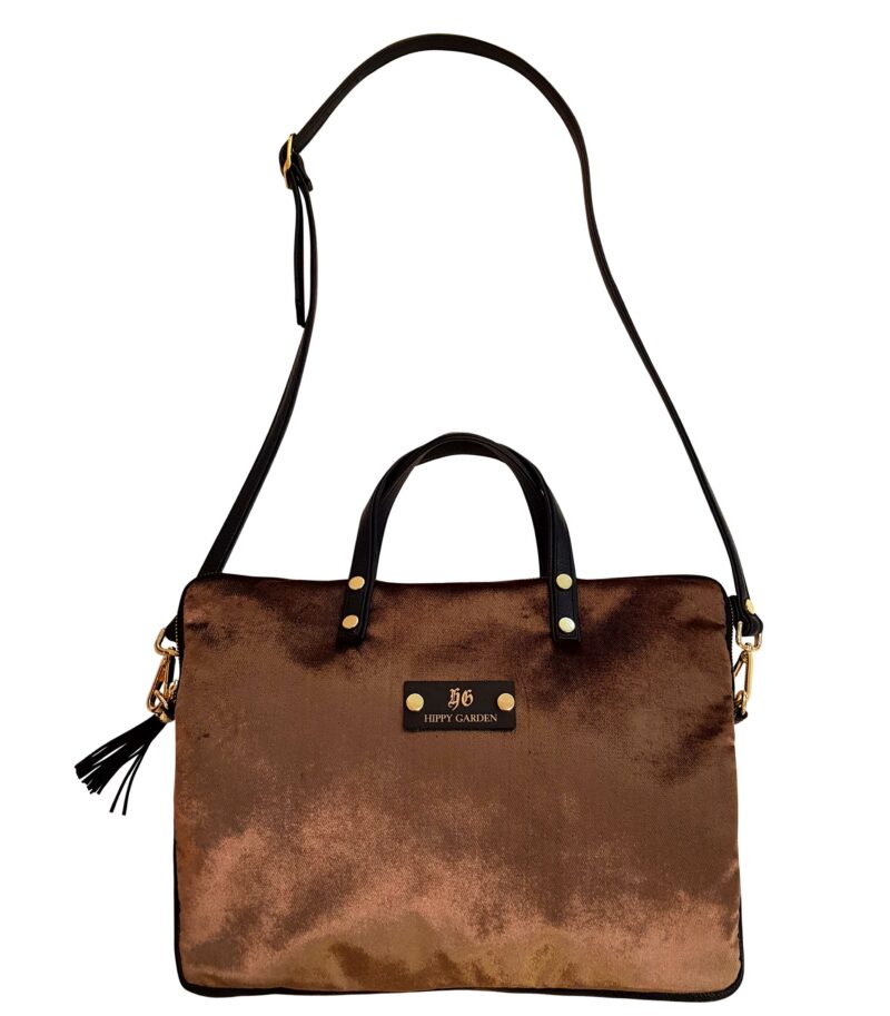 TAWNY BROWN VELVET LAPTOP BAG